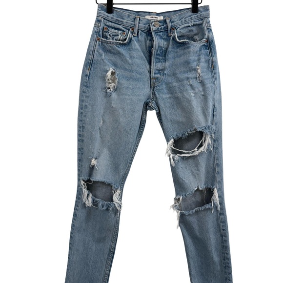 GRLFRND Denim - GRLFRND Light Blue Distressed Boyfriend Jeans